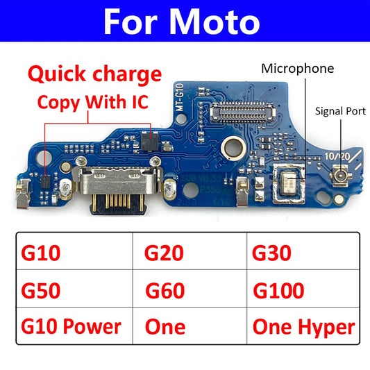 USB Charge Port Dock Connector Charging Board Flex Cable For Motorola Moto G10 G20 G30 G50 G60 G60s G100 Power One Hyper G50 5G Motorola phone repair parts