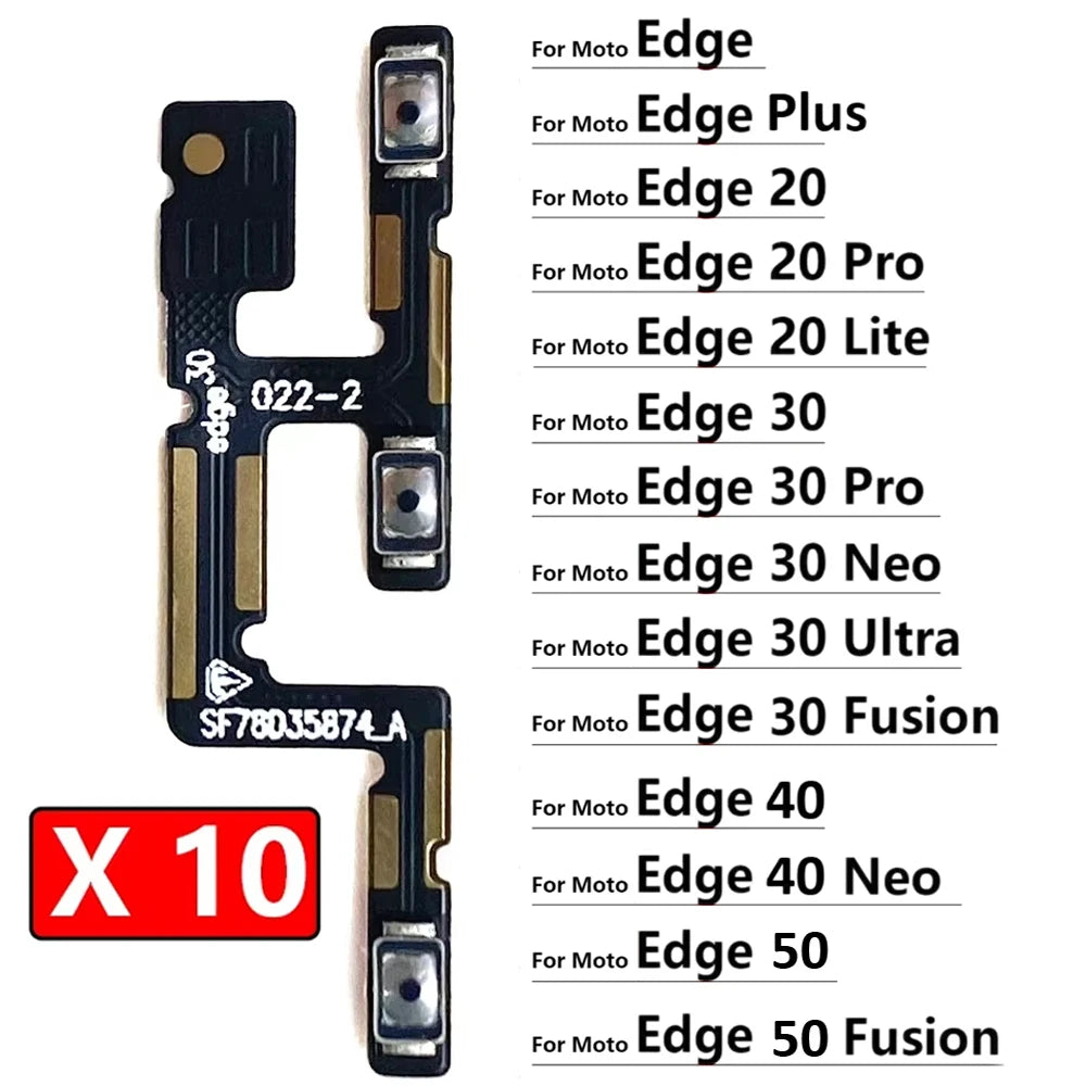 10Pcs/Lot, Power on off Volume Key Button Flex Cable For Motorola For Moto Edge 20 30 Pro Lite 30 40 50 Neo Ultra Fusion Plus Motorola phone repair parts
