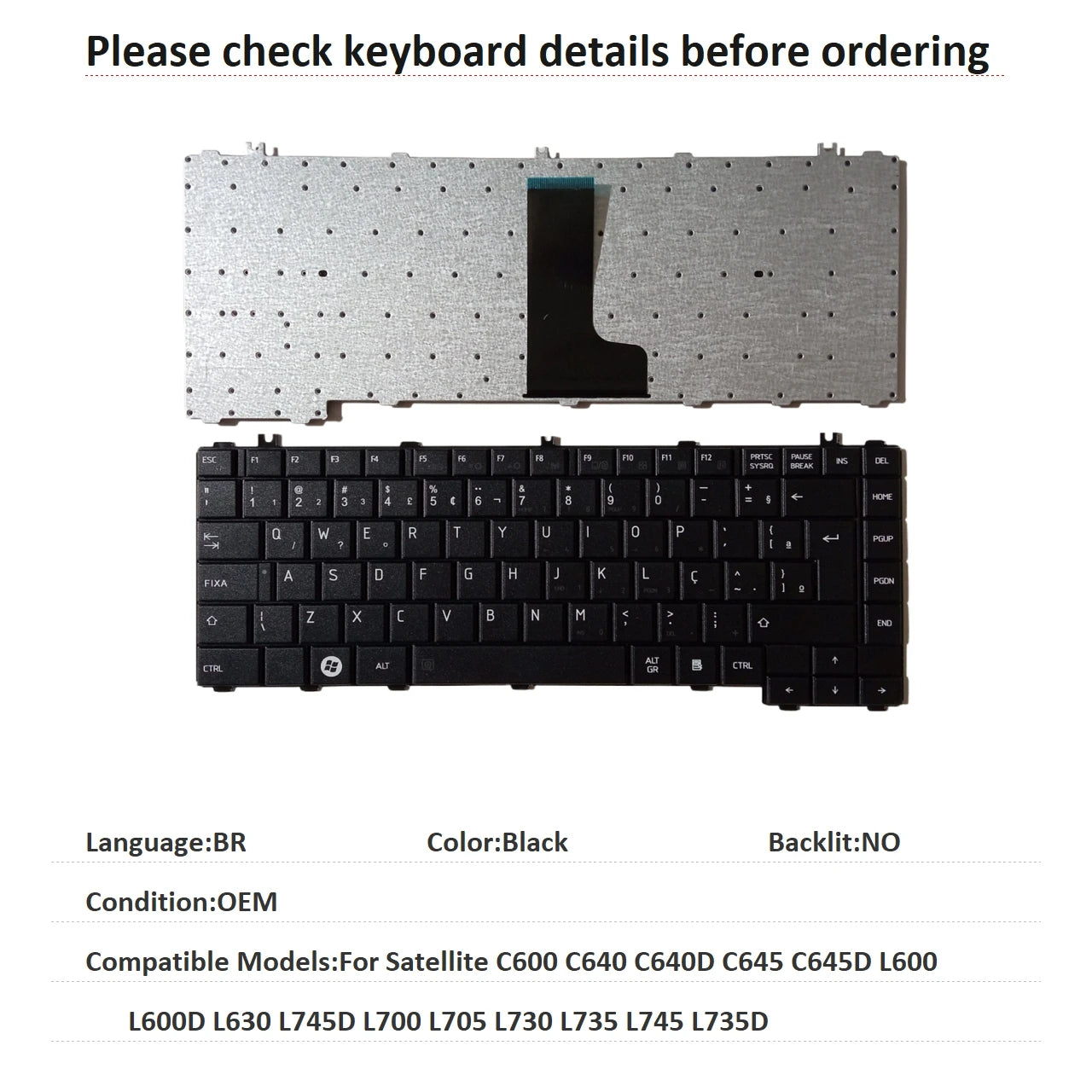 US Spanish Brazil Keyboard For Toshiba Satellite C600 C640 C640D C645 C645D L600 L600D L630 L745D L700 L705 L730 L735 L745 L735D TOSHIBA laptop repair parts