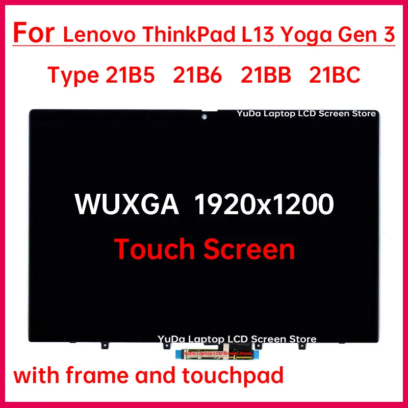 13.3" Touch Screen For Lenovo Thinkpad L13 Yoga Gen 3 Type 21B5 21B6 21BB 21BC LCD Digitizer + With Frame Assembly Replacement Lenovo laptop repair parts