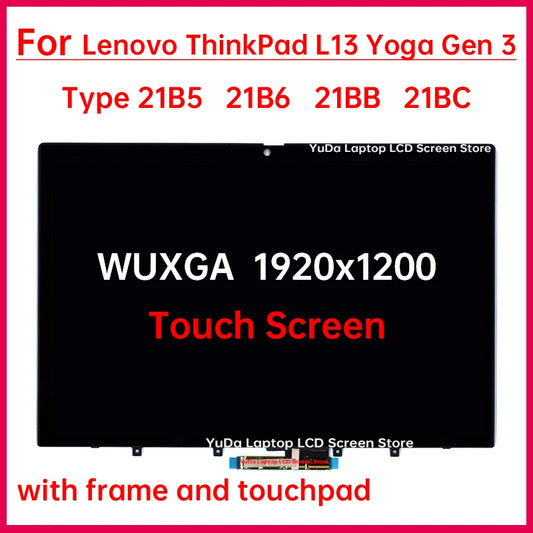 13.3" Touch Screen For Lenovo Thinkpad L13 Yoga Gen 3 Type 21B5 21B6 21BB 21BC LCD Digitizer + With Frame Assembly Replacement Lenovo laptop repair parts