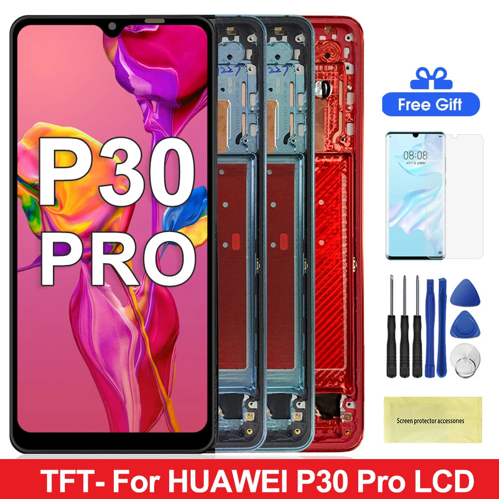 P30 Pro Screen Replacement, for Huawei P30 Pro VOG-L29 VOG-L09 Lcd Display Digital Touch Screen With Frame Assembly HUAWEI phone repair parts