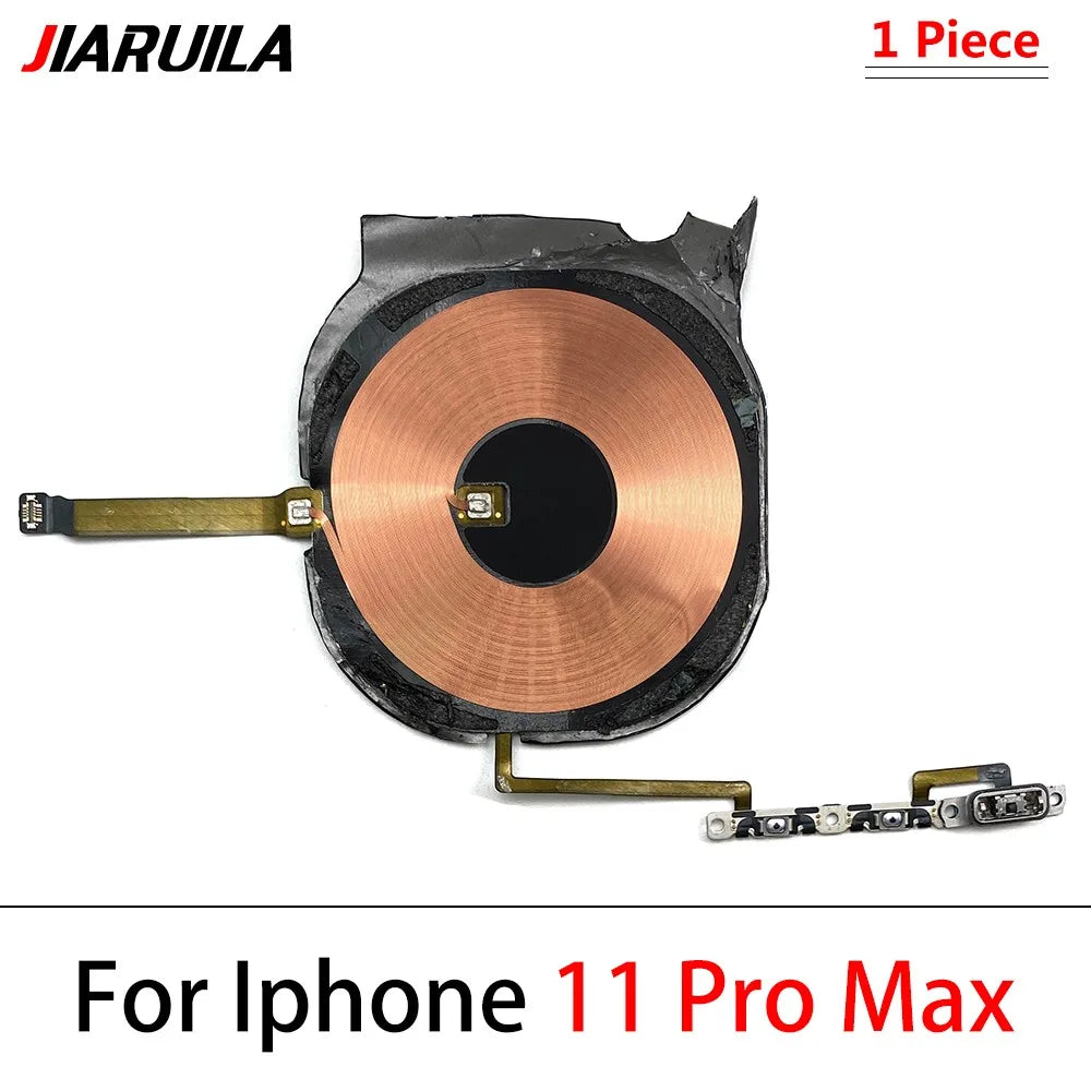 Wireless Charging Chip Coil For iPhone 16 15 14 13 12 11 Pro Max Plus Mini With Magnet Power Volume Button Flex Charger Panel iPhone phone repair parts