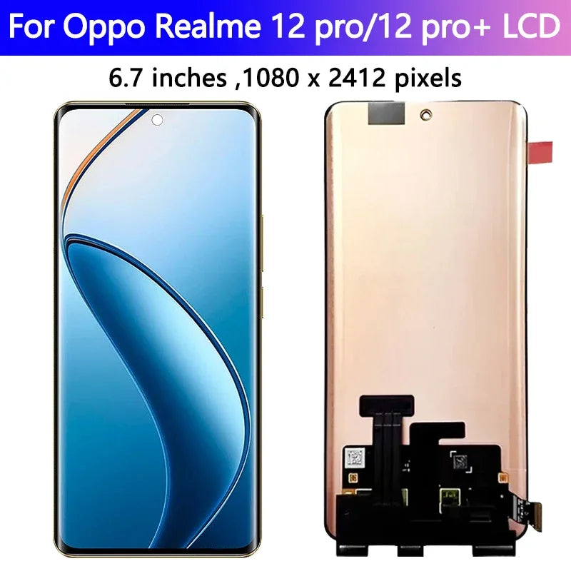 6.7“AMOLED For Oppo Realme 12 Pro+ Pllus RMX3840 LCD Display Touch Screen Digitizer For Realme 12 Pro 5G LCD Screen Oppo phone repair parts Realme phone repair parts