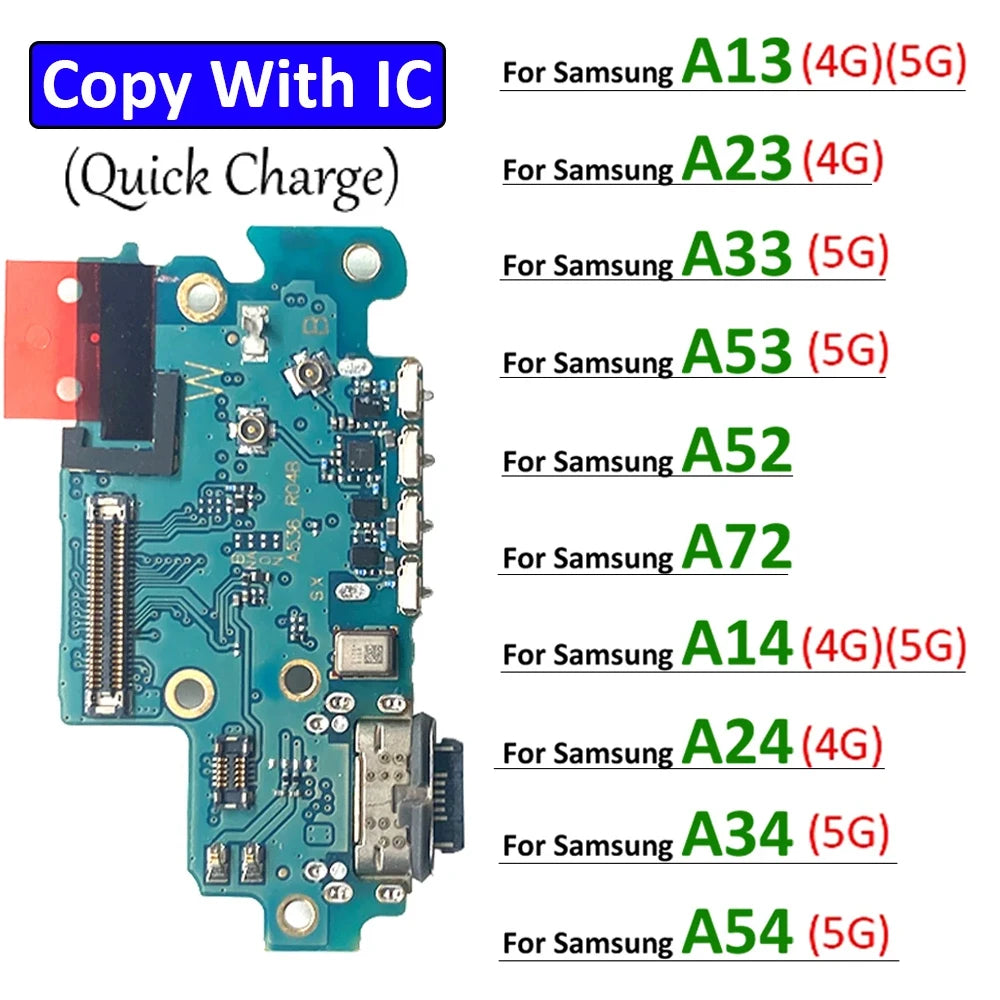For Samsung A13 A23 A33 A53 A52 A72 A14 A24 A34 A54 4G 5G USB Charging Port Dock Charger Connector Board With Micro Flex Cable Samsung phone repair parts