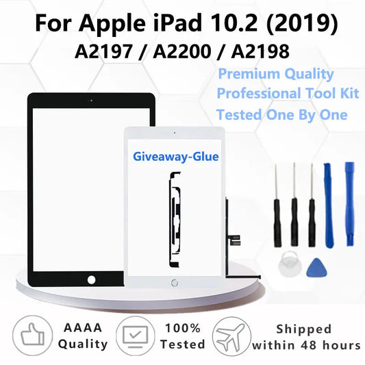 For Apple iPad 10.2 (2019) Touch Screen Digitizer Glass Panel LCD Display For iPad 10.2 (2019) A2197/A2200/A2198 Tablet Screen  iPad repair parts