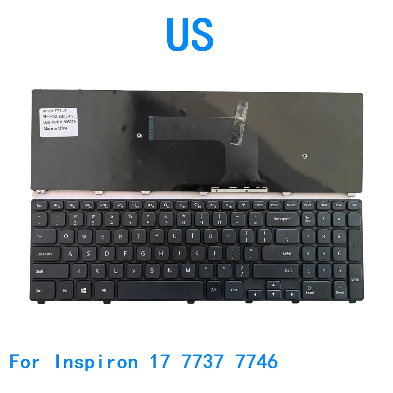 New US language  Keyboard For Dell Inspiron 17 7737 7746 Notebook PC Replacement Keyboard NSK-LH0BW 0X0FJ2Dell laptop repair parts