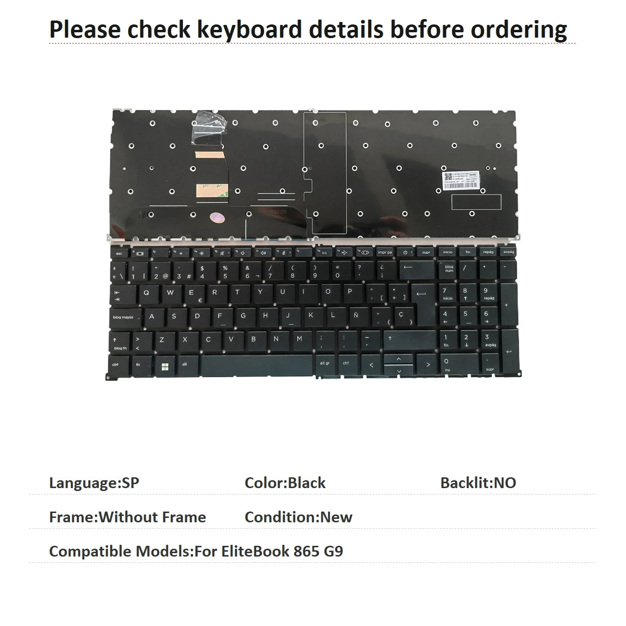 New US Spanish Language  Backlit Keyboard For HP EliteBook 865 G9 Notebook PC Replacement Keyboard  HP laptop repair parts