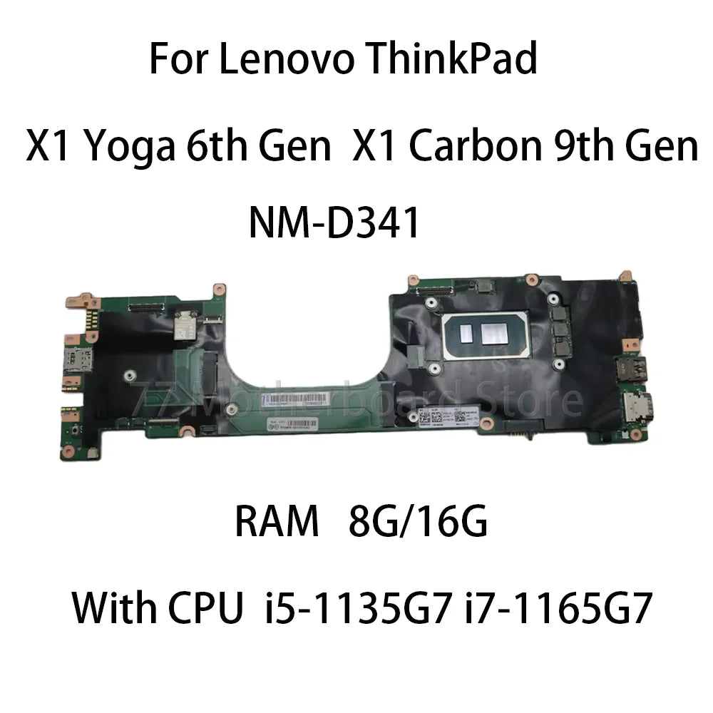 NM-D341 Laptop Motherboard For Lenovo ThinkPad X1 Yoga 6th Gen X1 Carbon 9th Gen With CPU i5-1135G7 i7-1165G7 8G/16G 5B21K93243 Lenovo laptop repair parts