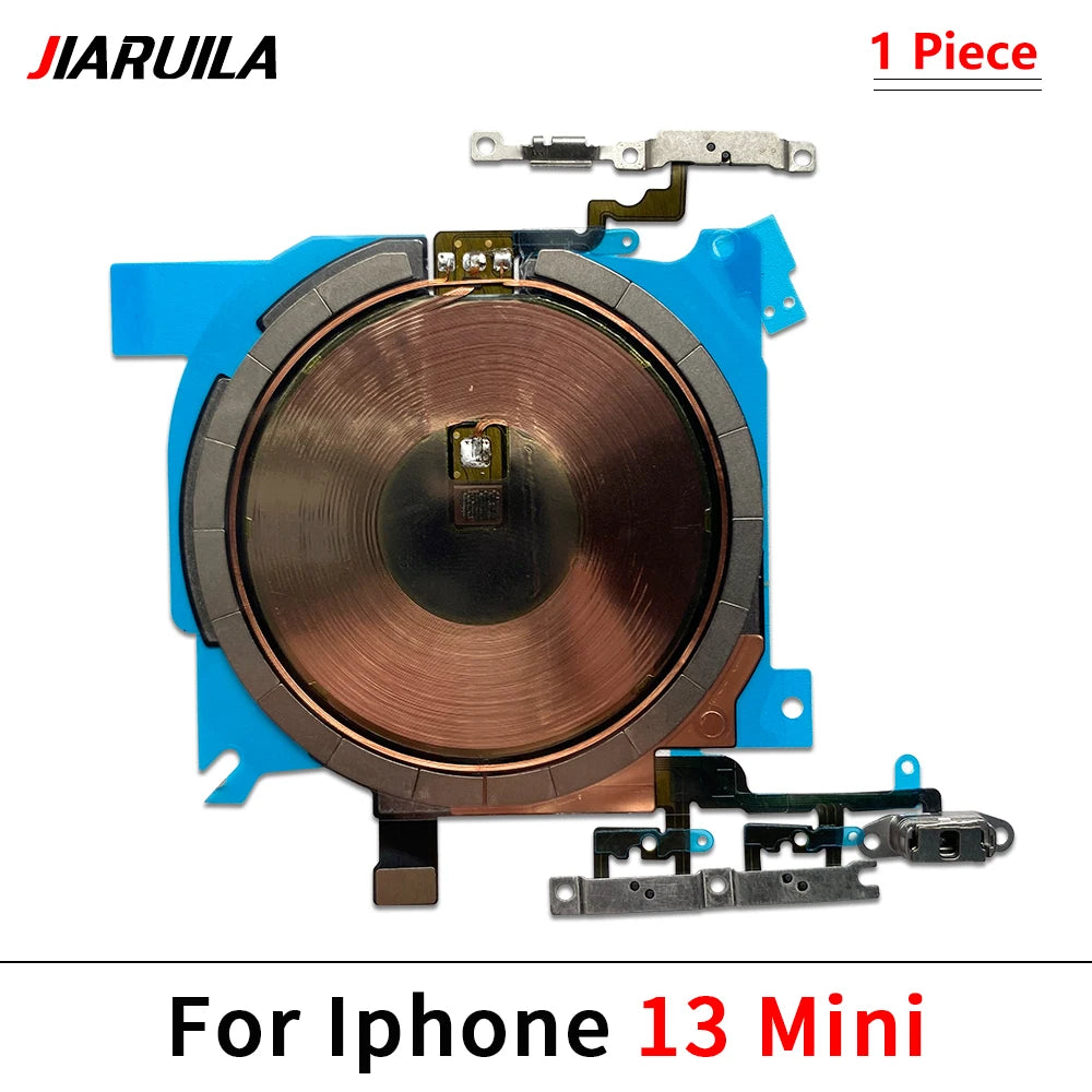 Wireless Charging Chip Coil For iPhone 16 15 14 13 12 11 Pro Max Plus Mini With Magnet Power Volume Button Flex Charger Panel iPhone phone repair parts