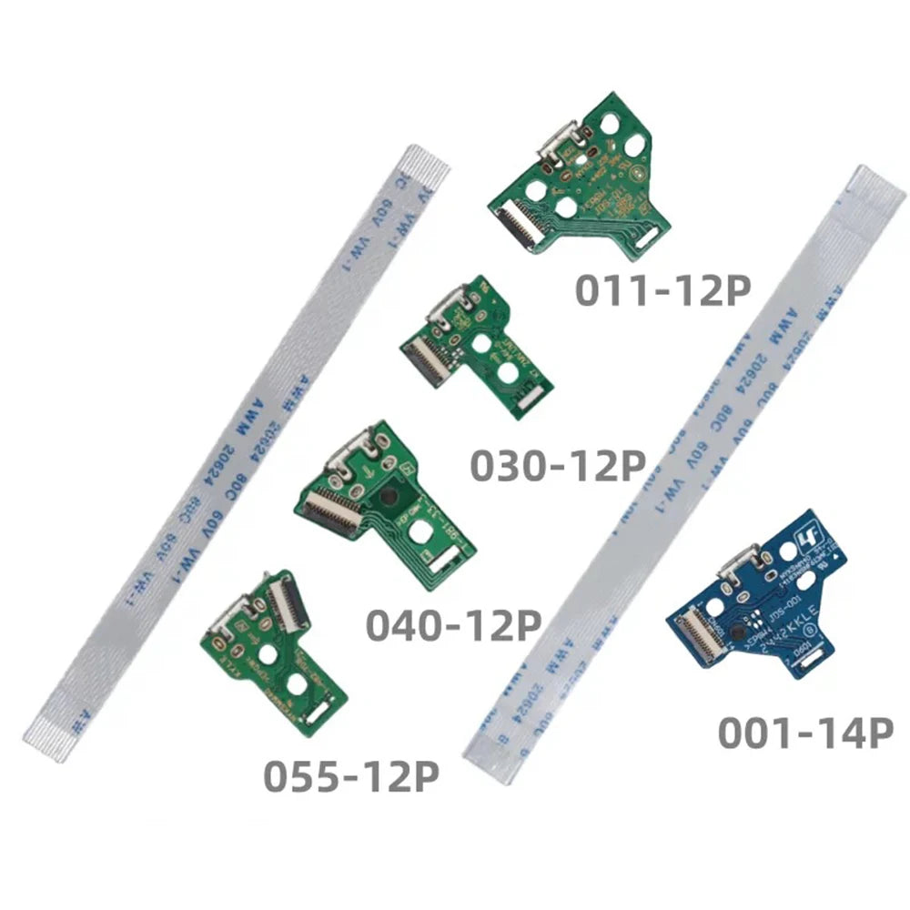 100PCS JDS-055 050 001 011 030 040 14PIN 12PIN USB Charging Port Socket Power Charger Board for PS4 Slim Pro Controller  Game console repair parts