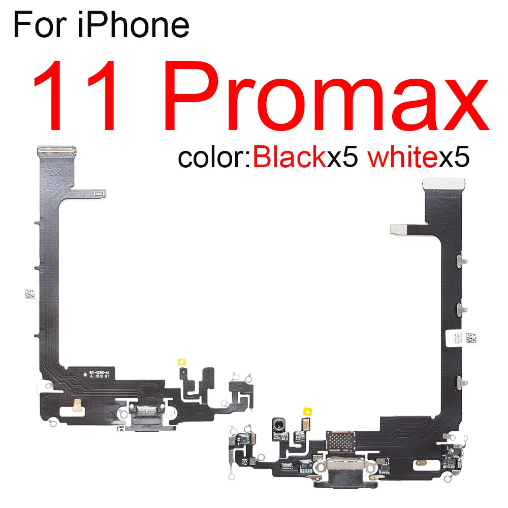 10pcs/lot Charging Port Flex Cable for iPhone 15 Plus 14 Pro Max 13 Mini 12 USB Charger Dock Connector With Microphone Ribbon Re iPhone phone repair parts