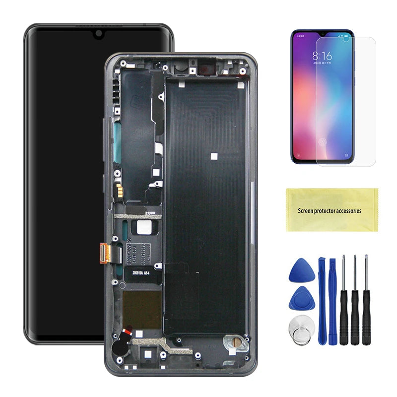 Super AMOLED for Xiaomi Mi Note 10 Lite Lcd Display Digital Touch Screen With Frame for Mi Note 10 Lite M2002F4LG M1910F4G Xiaomi phone repair parts