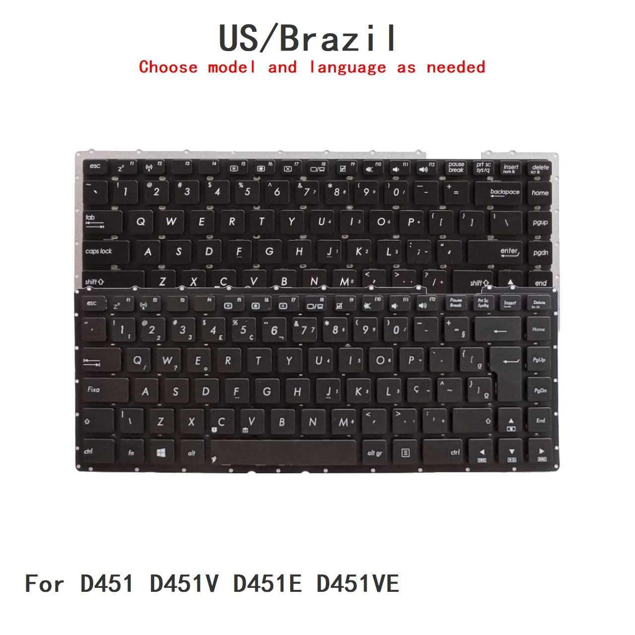 New US Brazil Language  Keyboard For ASUS D451 D451V D451E D451VE Notebook PC Replacement Keyboard ASUS laptop repair parts
