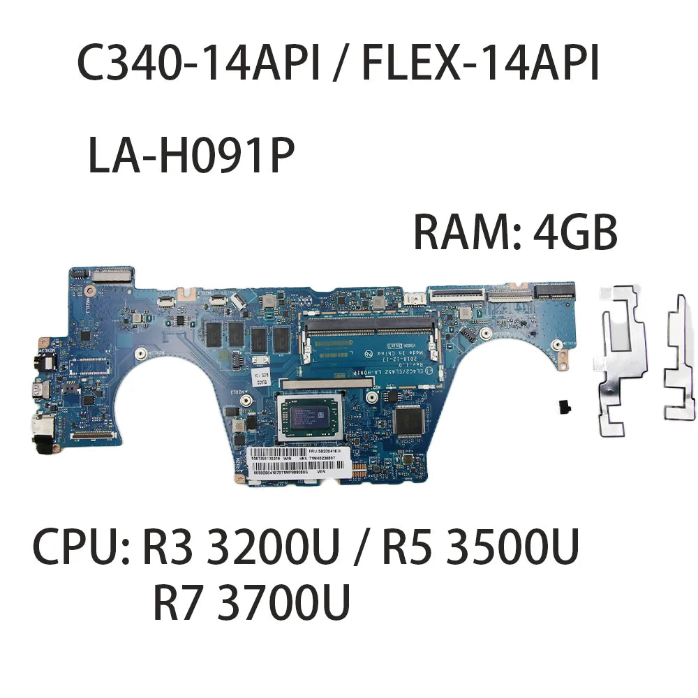 Laptop Motherboard For Lenovo C340-14API FLEX-14API LA-H091P With CPU:R3 3200U R5 3500U R7 3700 RAM:4G FRU:5B20S41882 5B20S41874 Lenovo laptop repair parts