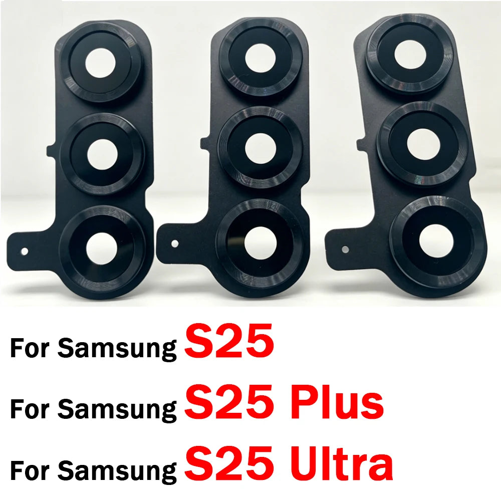 New Rear Camera Glass Lens Cover With Frame Holder with Sticker For Samsung S25 Plus S25 Ultra Replacement Parts Samsung phone repair parts