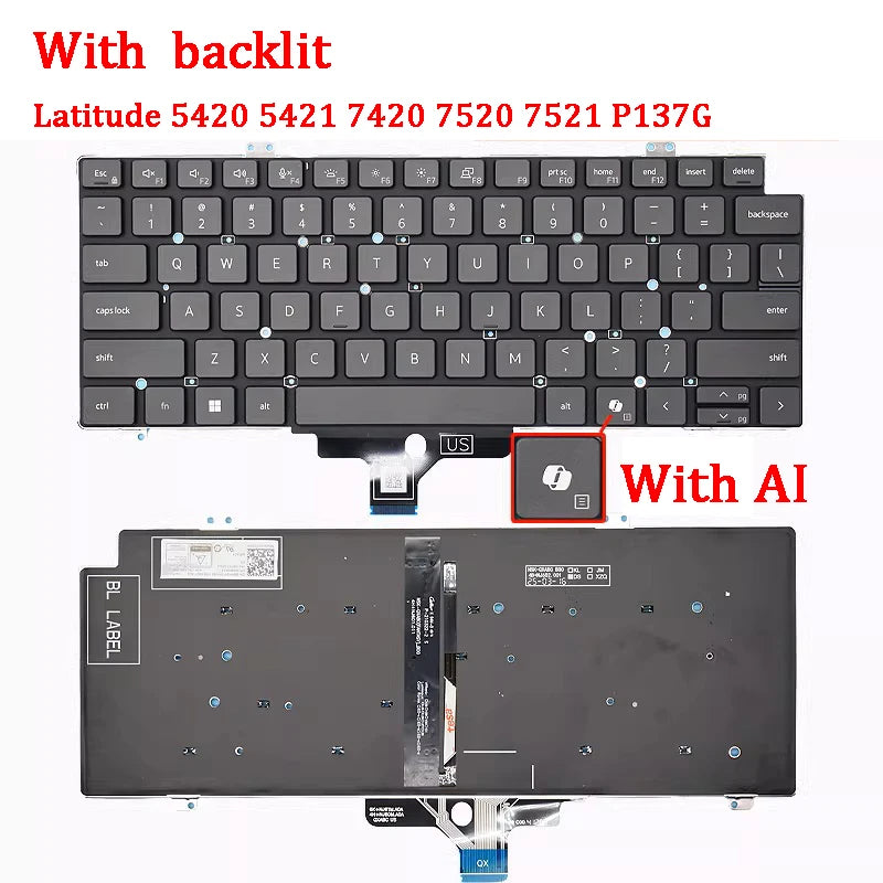 New ORIGINAL Laptop Keyboard For DELL Latitude 5420 5421 7420 7410 7520 7521 P137G Dell laptop repair parts