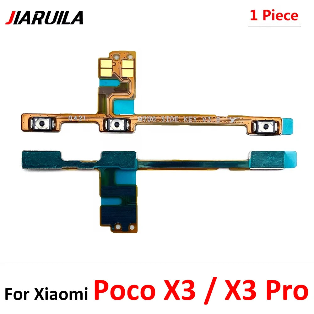 10Pcs, Power On Off Volume Side Button Key Flex Cable For Xiaomi Poco F4 F5 M3 M4 X3 X4 X5 X6 Pro 4G 5G GT Xiaomi  Xiao mi phone repair parts
