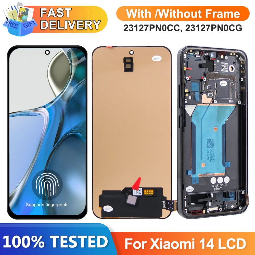 6.36'' AMOLED Replacement For Xiaomi Mi 14 LCD Display Touch Screen for Mi 14 23127PN0CC, 23127PN0CG LCD Parts Xiaomi phone repair parts