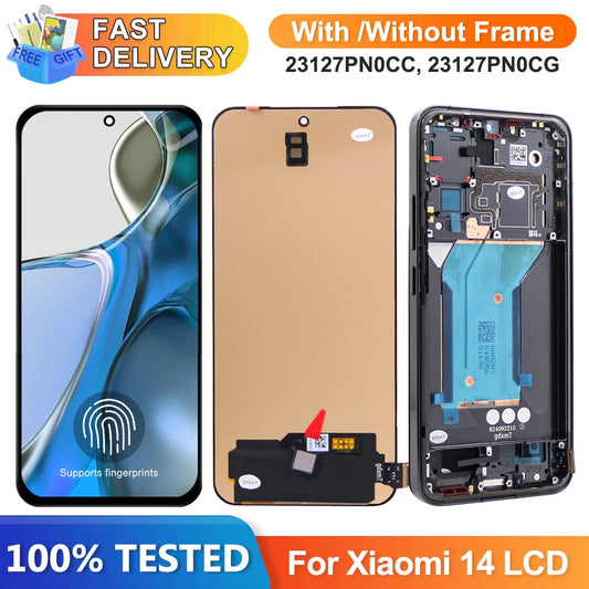 6.36'' AMOLED Replacement For Xiaomi Mi 14 LCD Display Touch Screen for Mi 14 23127PN0CC, 23127PN0CG LCD Parts Xiaomi phone repair parts