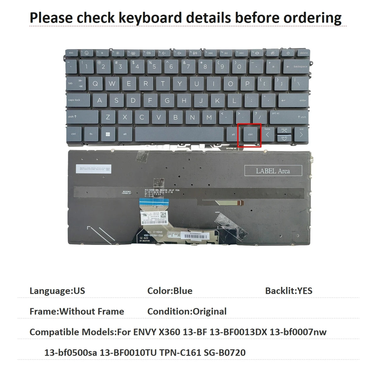 US RU SP AR Backlit Keyboard For HP ENVY X360 13-BF 13-BF0013DX 13-bf0007nw 13-bf0500sa 13-BF0010TU TPN-C161 SG-B0720  HP laptop repair parts