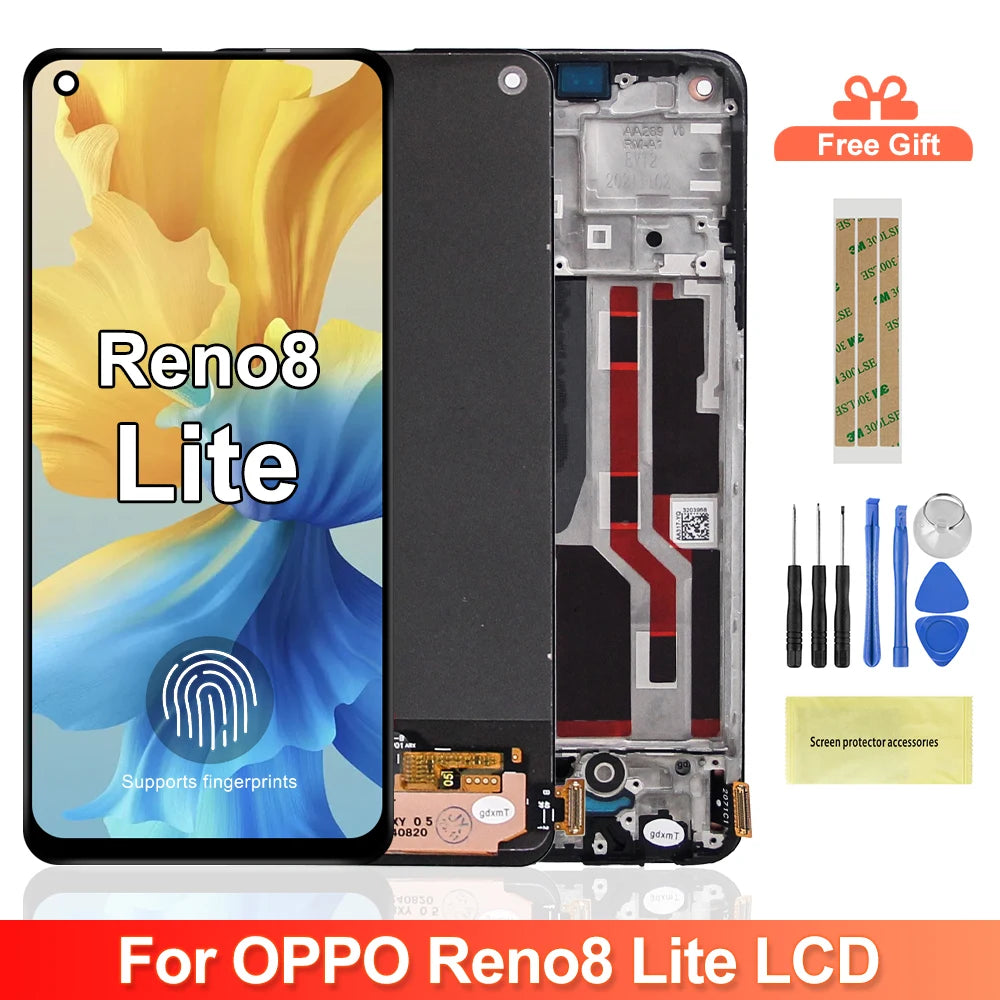 AMOLED For OPPO Reno8 Lite 8Lite LCD Display Touch Screen Digitizer Assembly For Oppo Reno8 Lite CPH2343 Display Replacement OPPO phone repair parts
