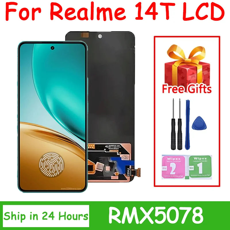 RMX5078 Premium Lcd For Realme 14T Display Touch Screen Digitizer Panel Assembly Realme 14 T Lcd Screen Replacement Realme phone repair parts  Oppo phone repair parts
