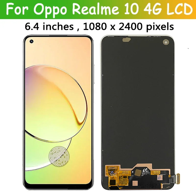Super AMOLED Screen For Oppo Realme 10 4G RMX3630 LCD Display With Touch Screen Digitizer Panel For Realme 10 Realme10 LCD Frame Oppo phone repair parts Realme phone repair parts