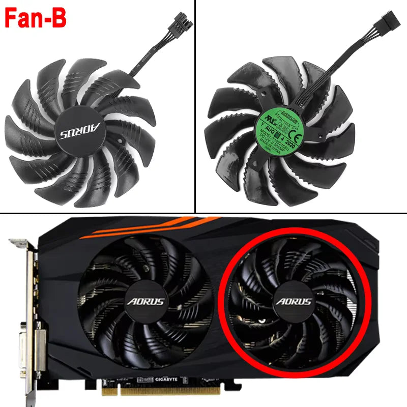 For Gigabyte AORUS Radeon RX 570 580 Graphics Card Cooling Fan RX570 RX580 88MM T129215SU PLD09210S12HH Video Card Fan Gigabyte laptop repair parts