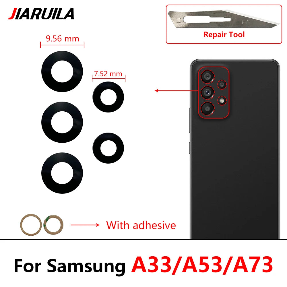 10Pcs, Back Rear Camera Glass Lens For Samsung A22 A32 A42 A52 A72 A33 A53 A73 4G 5G  With Adhesive
