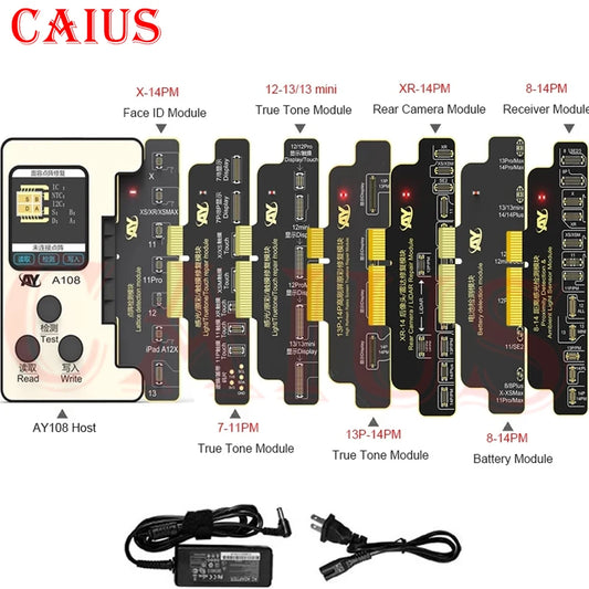 AY A108 BOX Programmer Screen Truetone Earpiece Rear Camera LiDAR Battery Repair Programmer Board Tools for IPhone X-15 Pro Max Professional Repair Tools