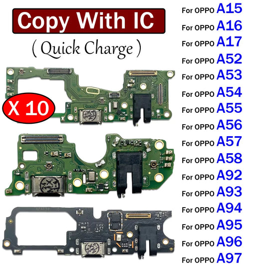 10Pcs USB Charger Charging Dock Port Connector Flex Cable For OPPO A17 A52 A92 A53 A54 A55 A56 A57 A58 A93 A94 A95 A96 A97 4G 5G OPPO phone repair parts
