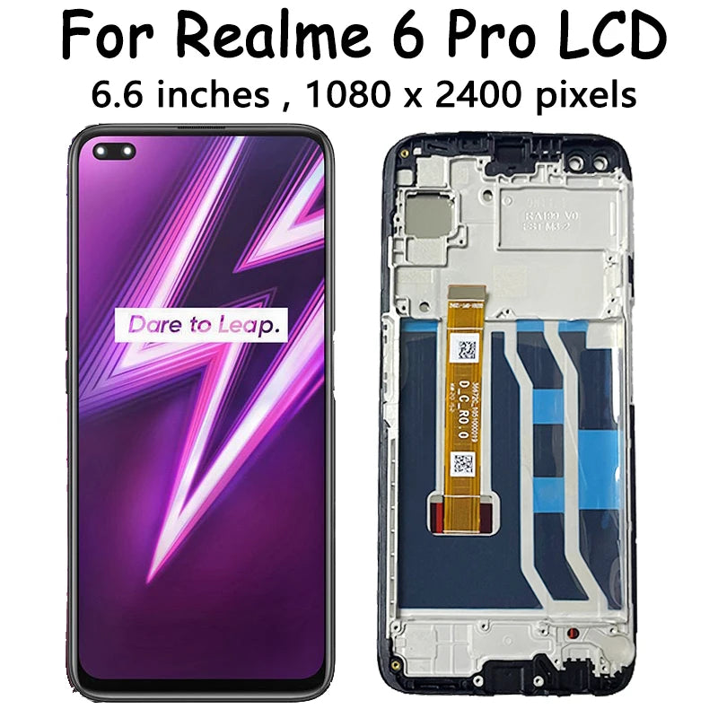 6.6"inch For Oppo Realme 6 Pro LCD Display Touch Screen Digitizer Assembly For Realme6 Pro Display RMX2061 RMX2063 Screen Oppo phone repair parts Realme phone repair parts