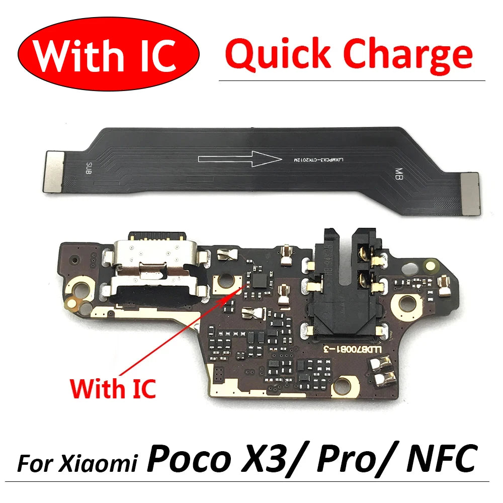 USB Board Charger Charging Dock Port Connector Flex Cable For Xiaomi POCO X3 NFC Pro Mainboard Main Board Flex Xiaomi  Xiao mi phone repair parts