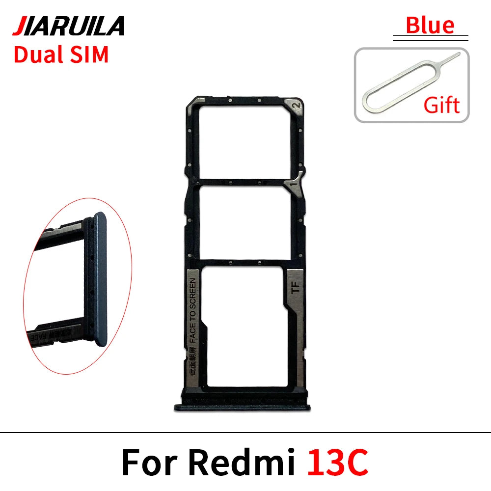 New SIM Card Slot SD Card Tray Holder Adapter For Xiaomi Redmi 12 12C 13 13C 14C Replacement Parts Xiaomi  Xiao mi phone repair parts