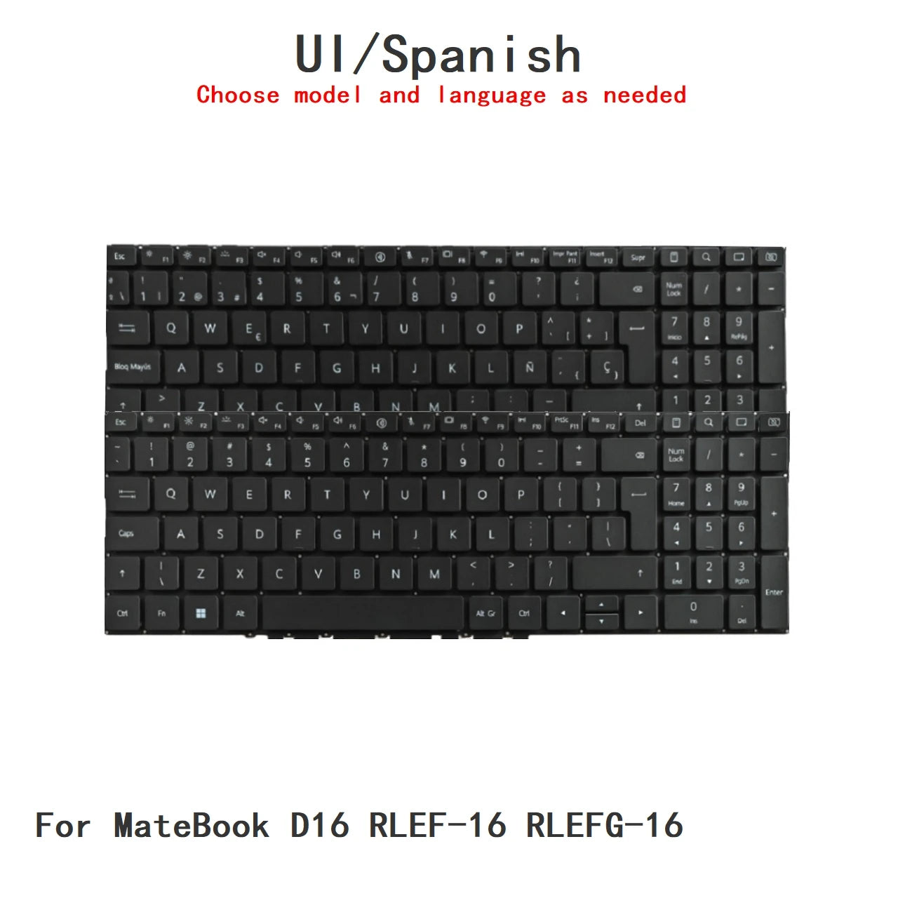 New UI Spanish Language  Backlit Keyboard For HUAWEI MateBook D16 RLEF-16 RLEFG-16 Notebook PC Replacement Keyboard HUAWEI laptop repair parts