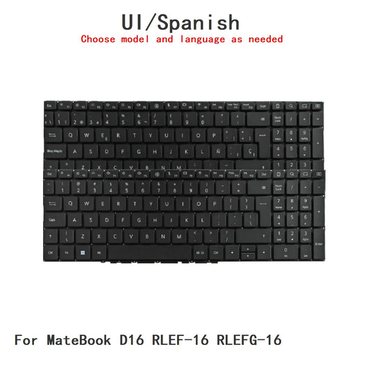New UI Spanish Language  Backlit Keyboard For HUAWEI MateBook D16 RLEF-16 RLEFG-16 Notebook PC Replacement Keyboard HUAWEI laptop repair parts