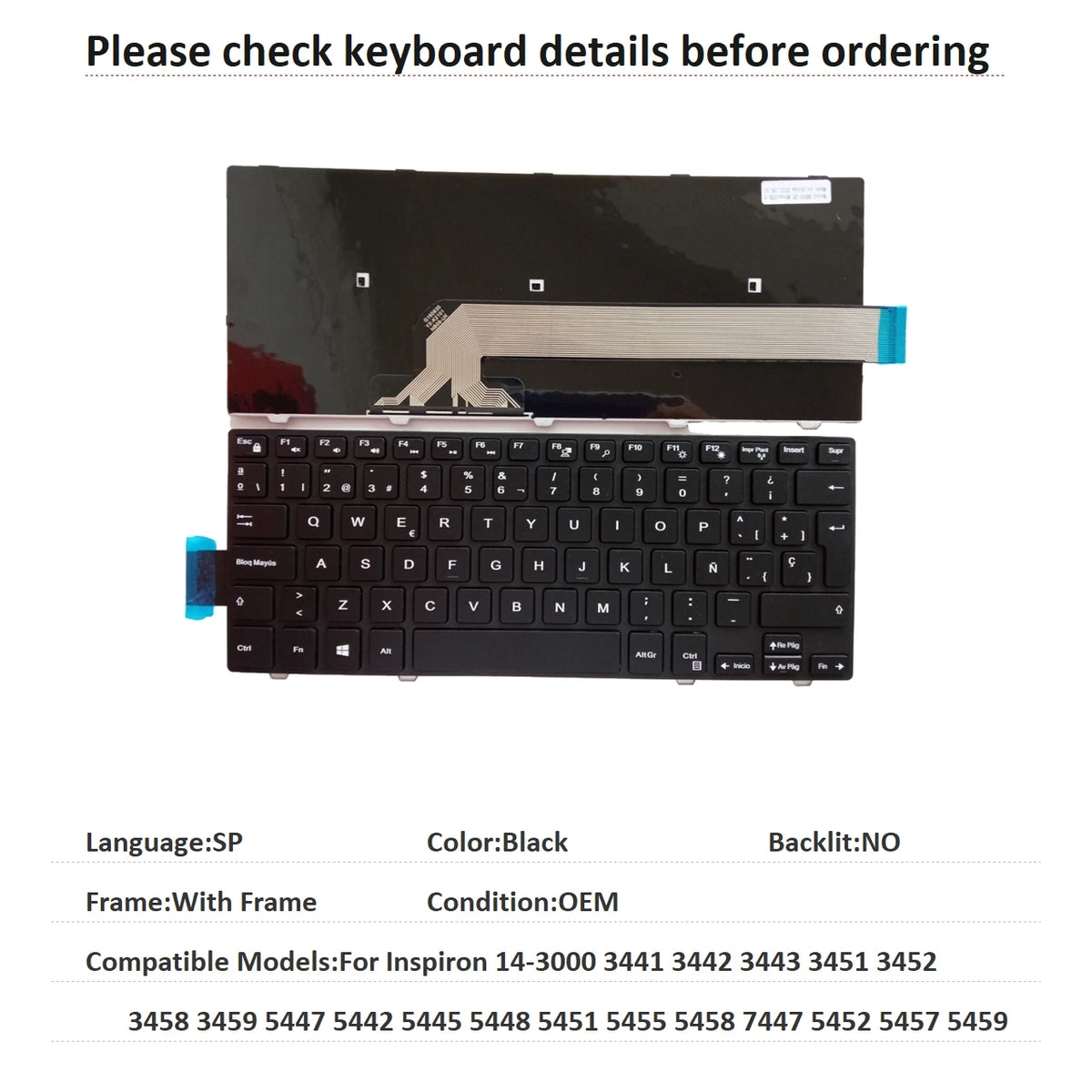 US RU SP AR BR Backlit Keyboard For Dell Inspiron 14-3000 3441 3442 3443 3451 3452 3458 3459 5447 5442 5445 5448 5451 5455 5458Dell laptop repair parts