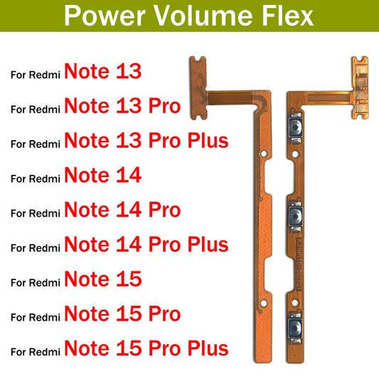 Power On Off Volume Side Button Key Flex Cable For Xiaomi Redmi Note 13 14 15 Pro Plus 4G 5G Xiaomi  Xiao mi phone repair parts