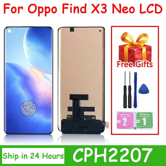 6.55"AMOLED 90Hz For OPPO Find X3 Neo X3Neo CPH2207 LCD Display Touch Screen Digitizer Assembly With Fingerprint Oppo phone repair parts Realme phone repair parts