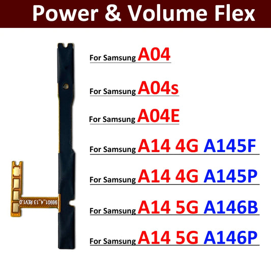 For Samsung A04 A04s A04E A14 4G 5G A145 A145F A145P A146 A146P A146B Power Switch On Off Button Volume Key Button Flex Cable Samsung phone repair parts