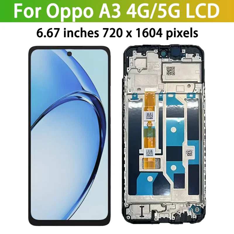 6.67”OEM For Oppo A3 4G/5G LCD Display Touch Screen Digitizer Assembly CPH2669 CPH3669 CPH2683 CPH2693 Display Frame Oppo phone repair parts Realme phone repair parts