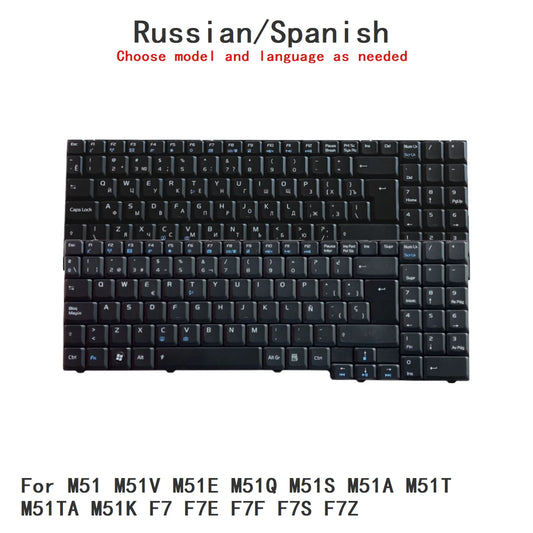 New Russian Spanish Language  Keyboard For ASUS M51 M51V M51E M51Q M51S M51A M51T M51TA M51K F7 F7E F7F F7S F7Z ASUS laptop repair parts
