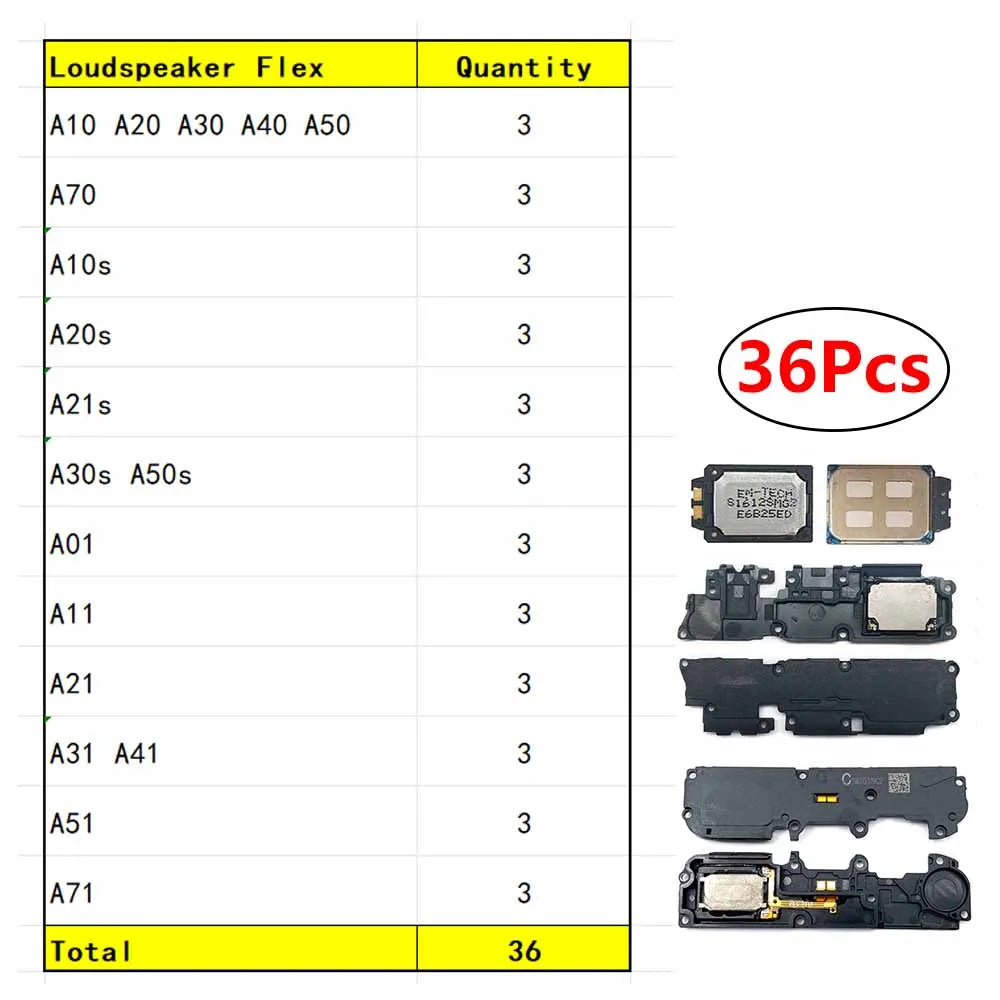 24Pcs Loud Speaker Buzzer Ringer Flex Cable For Samsung A10S A20S A30S A50s A21s A10 A20 A30 A50 A70 A71 A11 A01 A21 A31 A51 Samsung phone repair parts