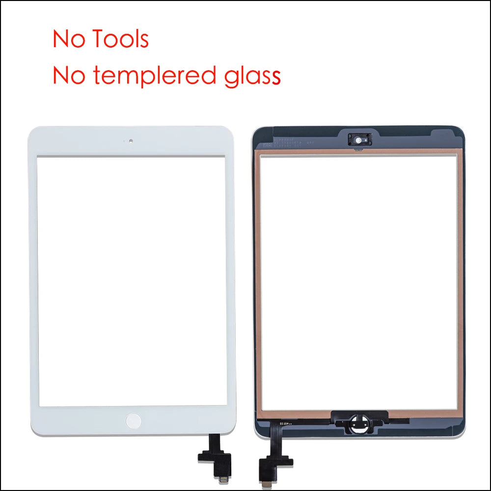 For iPad Mini1 mini2 A1432 A1454 A1455 A1489 A1490 Touch Screen Digitizer +IC Chip Connector Flex+Key Button+Tempered glass  iPad repair parts