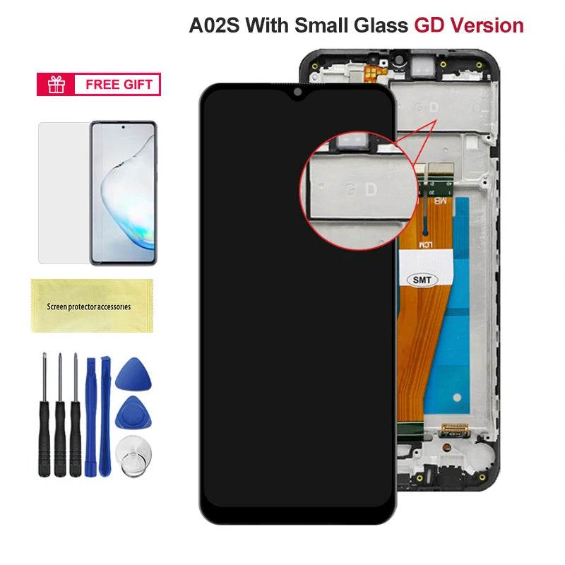 A02S Display Screen With Frame for Samsung Galaxy A02s SM-A025F/DS A025G/DS Display Touch Screen Digitizer Assembly Replacement Samsung phone repair parts