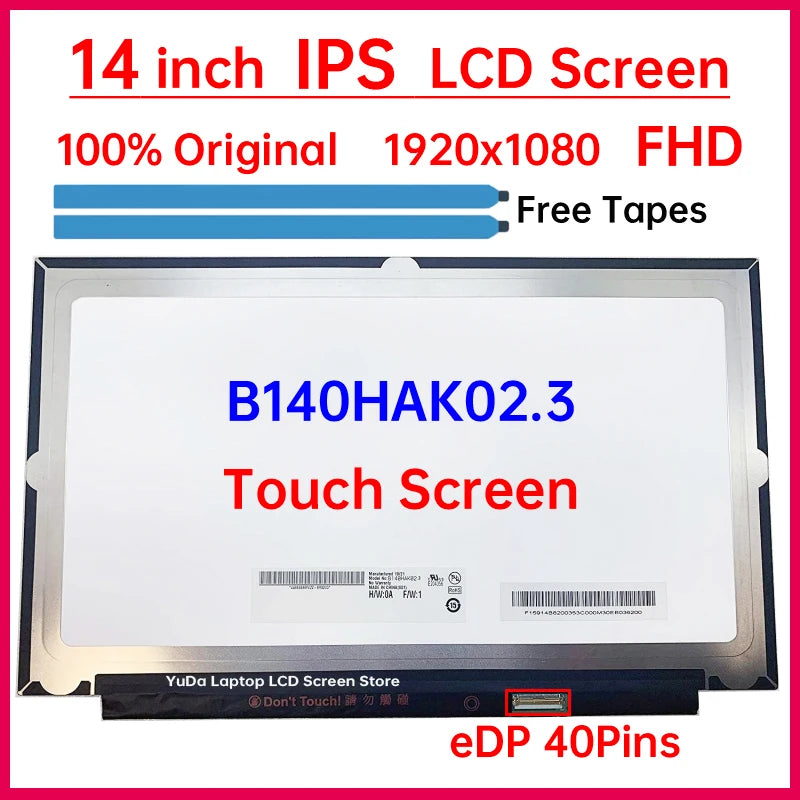 14" Laptop LCD Touch Screen B140HAK02.3 For Lenovo ThinkPad X1 Carbon 6th Gen 7th Gen Display Matrix Panel 1920x1080 eDP 40 Pins Lenovo laptop repair parts