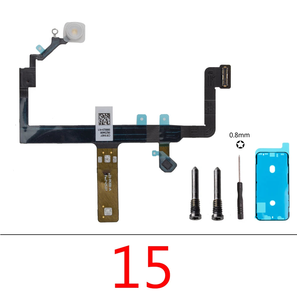 1set LED Flash Flex Cable For iPhone 16 Plus 15 Pro Max 14 13 Mini Proximity LED Light Sensor Ambient Flashlight iPhone phone repair parts