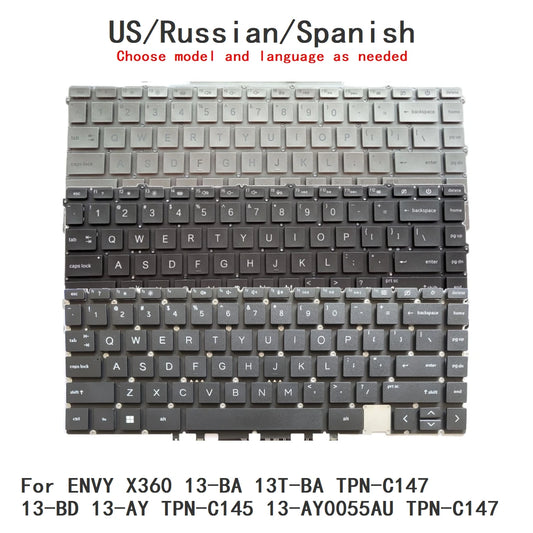 New US Laptop Backlit Keyboard For HP ENVY X360 13-BA 13T-BA TPN-C147 13-BD 13-AY TPN-C145 13-AY0055AU TPN-C147  HP laptop repair parts
