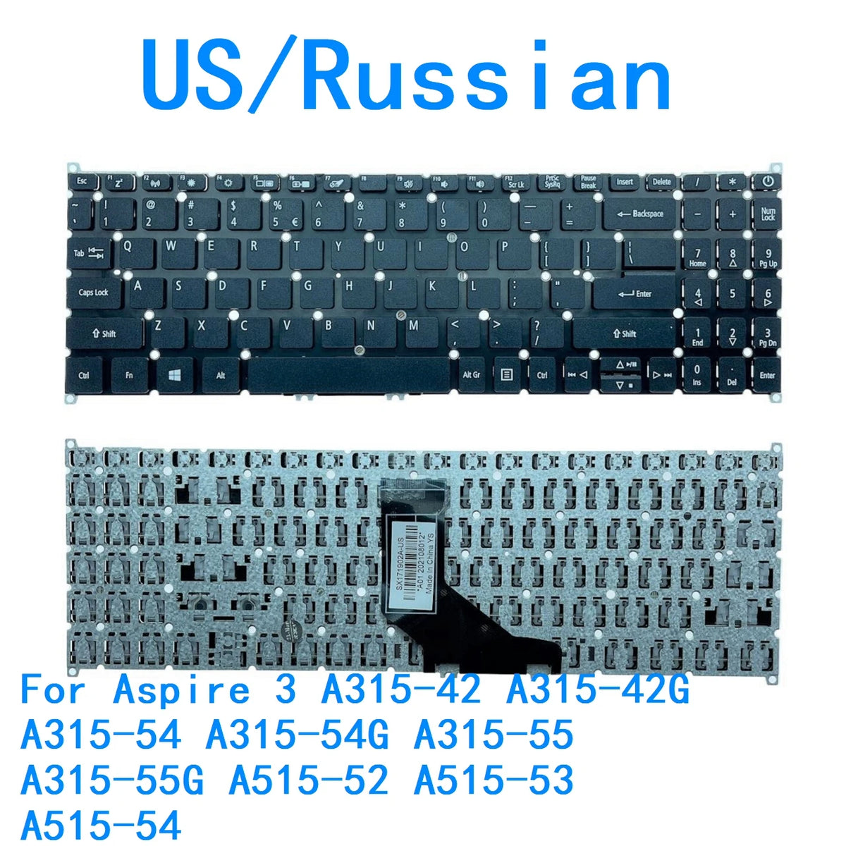 New US Russian Language  Keyboard For Acer Aspire 3 A315-42 A315-42G A315-54 A315-54G A315-55 A315-55G A515-52 A515-53 A515-54 Acer laptop repair parts
